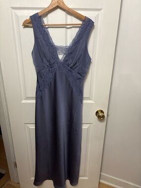 Source Unknown Slate Blue Lace-Trim Chemise